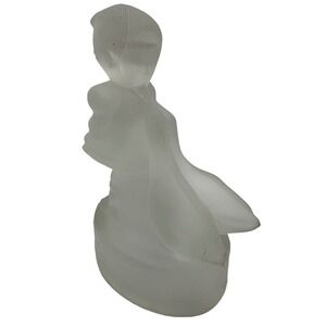 L.E. Smith Satin Frosted Glass Goose Girl Figurine Hummel Style Vintage